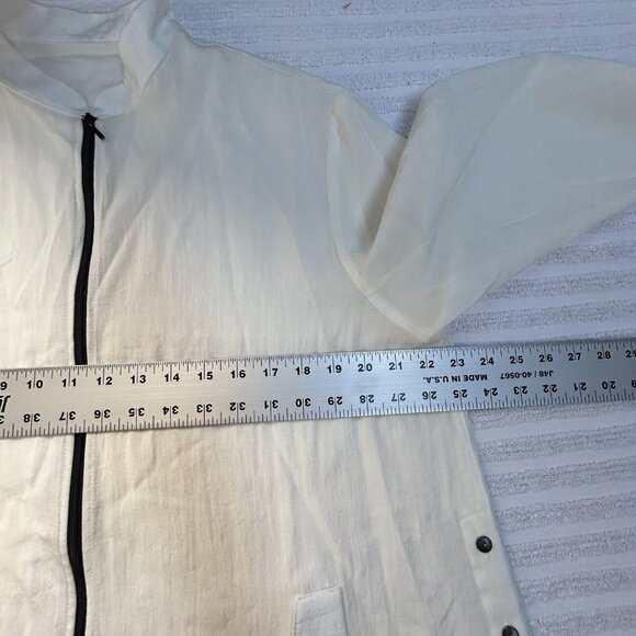 Fridaze Linen Redefined Mandarin Collar Side Button Zippered Tunic Size XL White - Picture 6 of 9